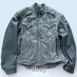 Icon Strongarm Jacket Mens Large Gray Denim Motorcycle Riding Aramid Reinforced