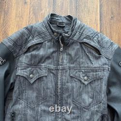 Icon Strongarm Jacket Mens Large Gray Denim Motorcycle Riding Aramid Reinforced
