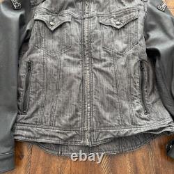 Icon Strongarm Jacket Mens Large Gray Denim Motorcycle Riding Aramid Reinforced