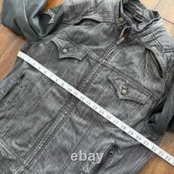 Icon Strongarm Jacket Mens Large Gray Denim Motorcycle Riding Aramid Reinforced