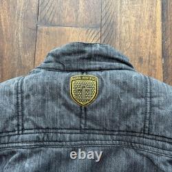 Icon Strongarm Jacket Mens Large Gray Denim Motorcycle Riding Aramid Reinforced