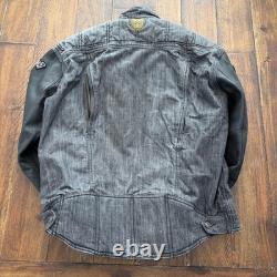Icon Strongarm Jacket Mens Large Gray Denim Motorcycle Riding Aramid Reinforced
