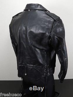 Iconic SCHOTT Perfecto Black Leather Motorcycle Moto Jacket -Mens 44 USA-Made