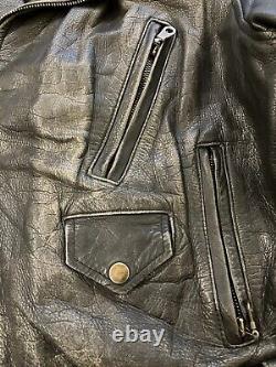 Incredible Vintage Leather Motorcycle Jacket Gorgeous Patina Medium