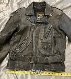 Incredible Vintage Leather Motorcycle Jacket Gorgeous Patina Medium
