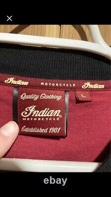 Indian Motorcycle Coat Jacket Fabric Mens Size Large L Black Zip Up Cotton