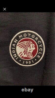 Indian Motorcycle Coat Jacket Fabric Mens Size Large L Black Zip Up Cotton