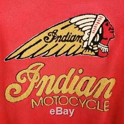 Indian Motorcycle Jacket Vintage Wool Leather Varsity Made In USA Size Large
