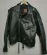 Interstate Black Leather Motorcycle Jacket Lined Men's Size 52 2XL VGC