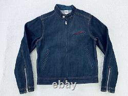 Iron Heart Extra Heavy Denim Jean Jacket Indigo Blue Motorcycle Full Zip Mens 36