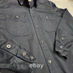 Iron and Resin Cruiser Jacket Men L READ Canvas Trucker Biker Huckberry Navy