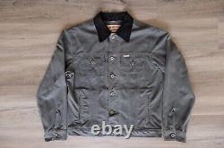Iron and Resin Rambler Jacket Mens M Grey Waxed Cotton Trucker Corduroy Collar