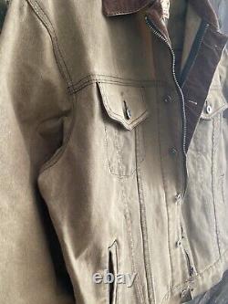 Iron and Resin waxed jacket L Brown Motorcycle Jacket, Auto, Military Patina