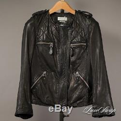 Isabel Marant Etoile Lambskin Leather Black Motorcycle Biker Jacket Coat 38 NR