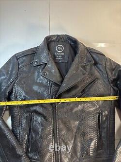 JC Atelier Alligator Skin Leather Vinyl Biker Jacket Mens Size XL Black NICE