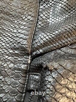 JC Atelier Alligator Skin Leather Vinyl Biker Jacket Mens Size XL Black NICE