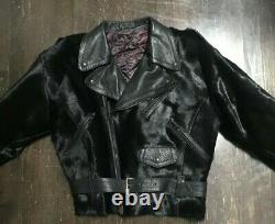 JEAN PAUL GAULTIER Vintage 80's Pony Skin Leather Motorcycle Jacket Sz L Rare