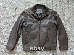 JOHNSTON & MURPHY motorcycle jacket S brown leather SUPPLE soft 38-40