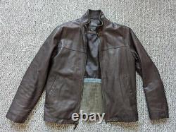 JOHNSTON & MURPHY motorcycle jacket S brown leather SUPPLE soft 38-40