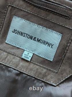 JOHNSTON & MURPHY motorcycle jacket S brown leather SUPPLE soft 38-40