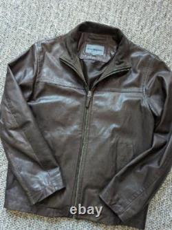 JOHNSTON & MURPHY motorcycle jacket S brown leather SUPPLE soft 38-40