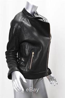 J BRAND Classic Black Lambskin Leather Biker Moto Motorcycle Jacket Coat XS