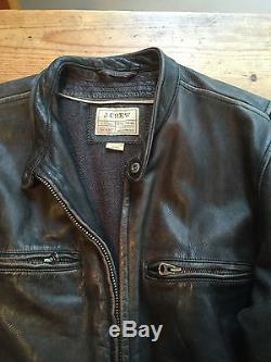 J CREW Leather Stockton Racer Jacket Distressed Black L $895.00 new Rare