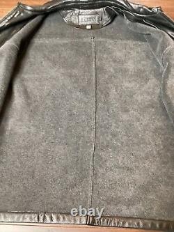J. CREW Men's Black Thick Leather Jacket Full Zip Quilted Insulated Size L EUC