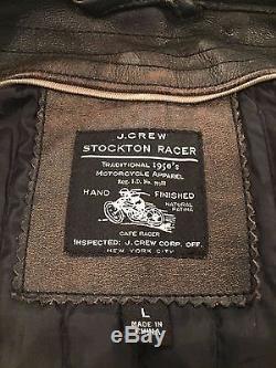 J. Crew Stockton Black Leather Cafe Racer Motorcycle Jacket, Size L, No Reserve