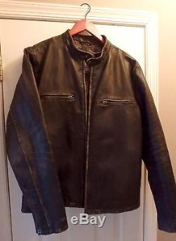 J Crew Stockton Racer Leather Jacket Rare LT Large Tall Size Black/Brown