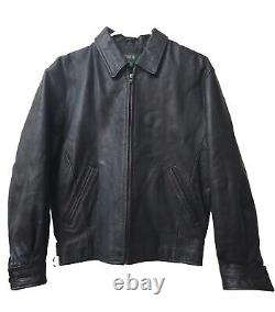 J. Crew Vintage Black Insulated Leather Motorcycle Bomber Jacket Men's Size XS