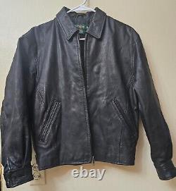 J. Crew Vintage Black Insulated Leather Motorcycle Bomber Jacket Men's Size XS