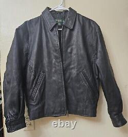 J. Crew Vintage Black Insulated Leather Motorcycle Bomber Jacket Men's Size XS