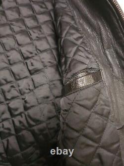 J. Crew Vintage Black Insulated Leather Motorcycle Bomber Jacket Men's Size XS