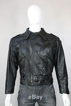 Jean Paul Gaultier leather jacket L vintage motorcycle 80's 90's black biker