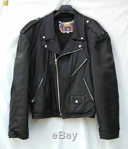 Jeff Hamilton Vintage Motorcycle Jacket Live To Ride Black Leather Large Used