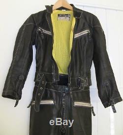 Jetset Ski Ladies Black Leather Motorcycle Suit-size 0-used-mark On Lining-chic