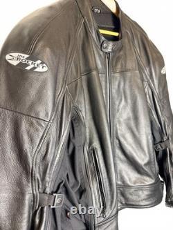 Joe Rocket Black Leather Motorcycle Jacket Style 3XL Men's
