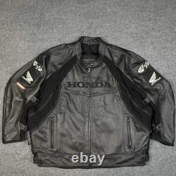 Joe Rocket Honda Jacket Mens 56 Black Leather Motorcycle Riding Zip Pockets