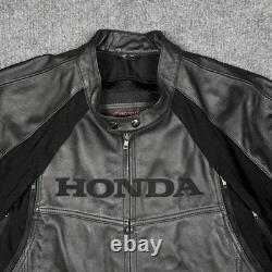 Joe Rocket Honda Jacket Mens 56 Black Leather Motorcycle Riding Zip Pockets