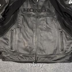 Joe Rocket Honda Jacket Mens 56 Black Leather Motorcycle Riding Zip Pockets