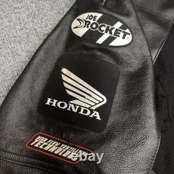 Joe Rocket Honda Jacket Mens 56 Black Leather Motorcycle Riding Zip Pockets
