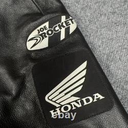 Joe Rocket Honda Jacket Mens 56 Black Leather Motorcycle Riding Zip Pockets