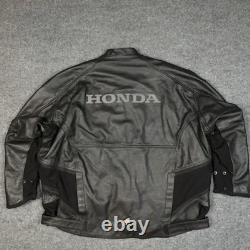 Joe Rocket Honda Jacket Mens 56 Black Leather Motorcycle Riding Zip Pockets
