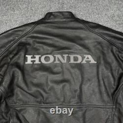 Joe Rocket Honda Jacket Mens 56 Black Leather Motorcycle Riding Zip Pockets