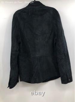 John Varvatos Black Zip Pocket All Leather Jacket Size 52