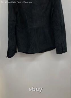 John Varvatos Black Zip Pocket All Leather Jacket Size 52
