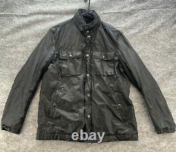 John Varvatos Jacket Star USA Mens Medium Faux Leather Black Full Zip Hooded