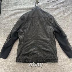 John Varvatos Jacket Star USA Mens Medium Faux Leather Black Full Zip Hooded