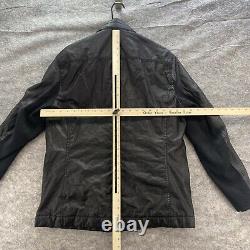 John Varvatos Jacket Star USA Mens Medium Faux Leather Black Full Zip Hooded